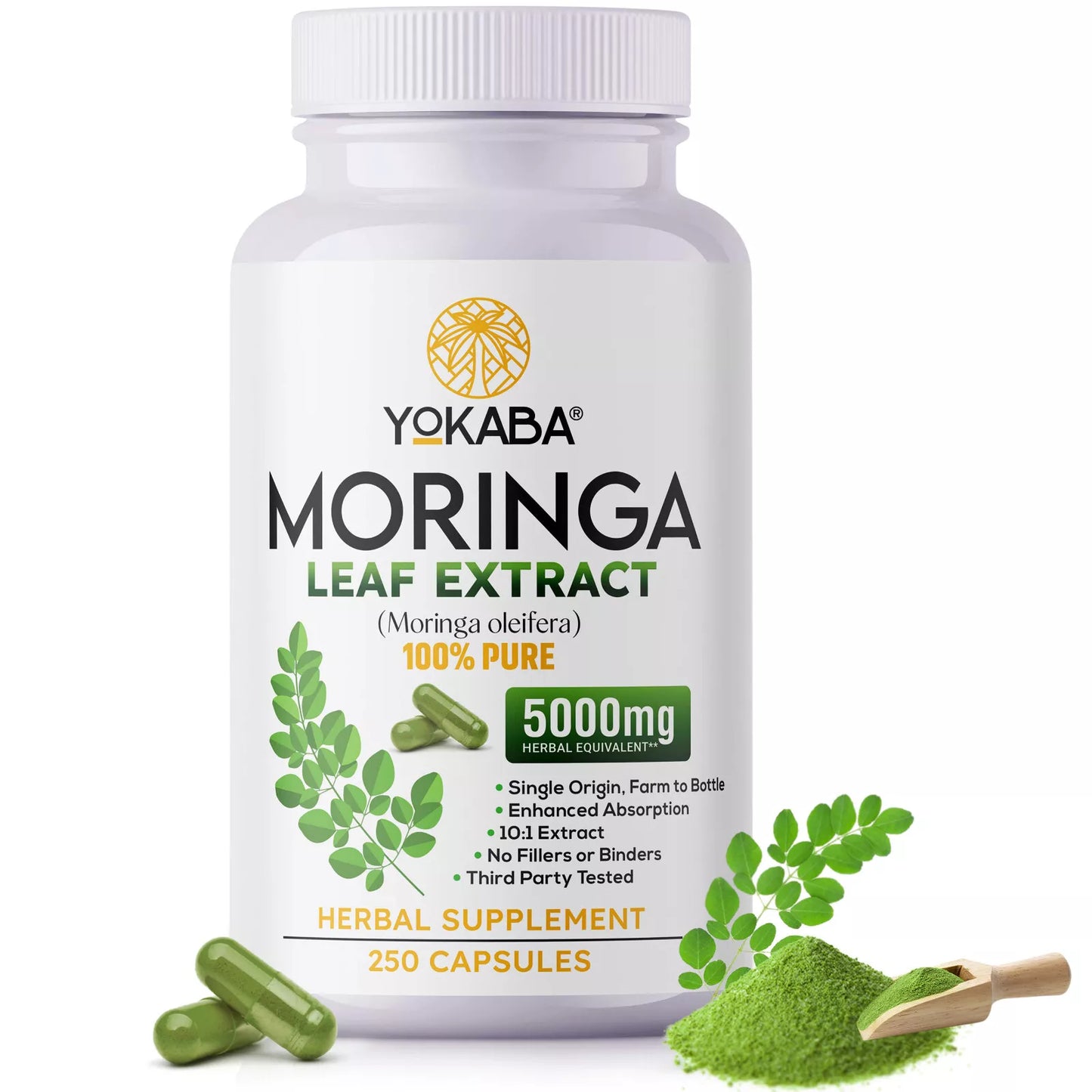 250 Capsules Moringa Oleifera Leaf Powder - Organic Herbal Extract