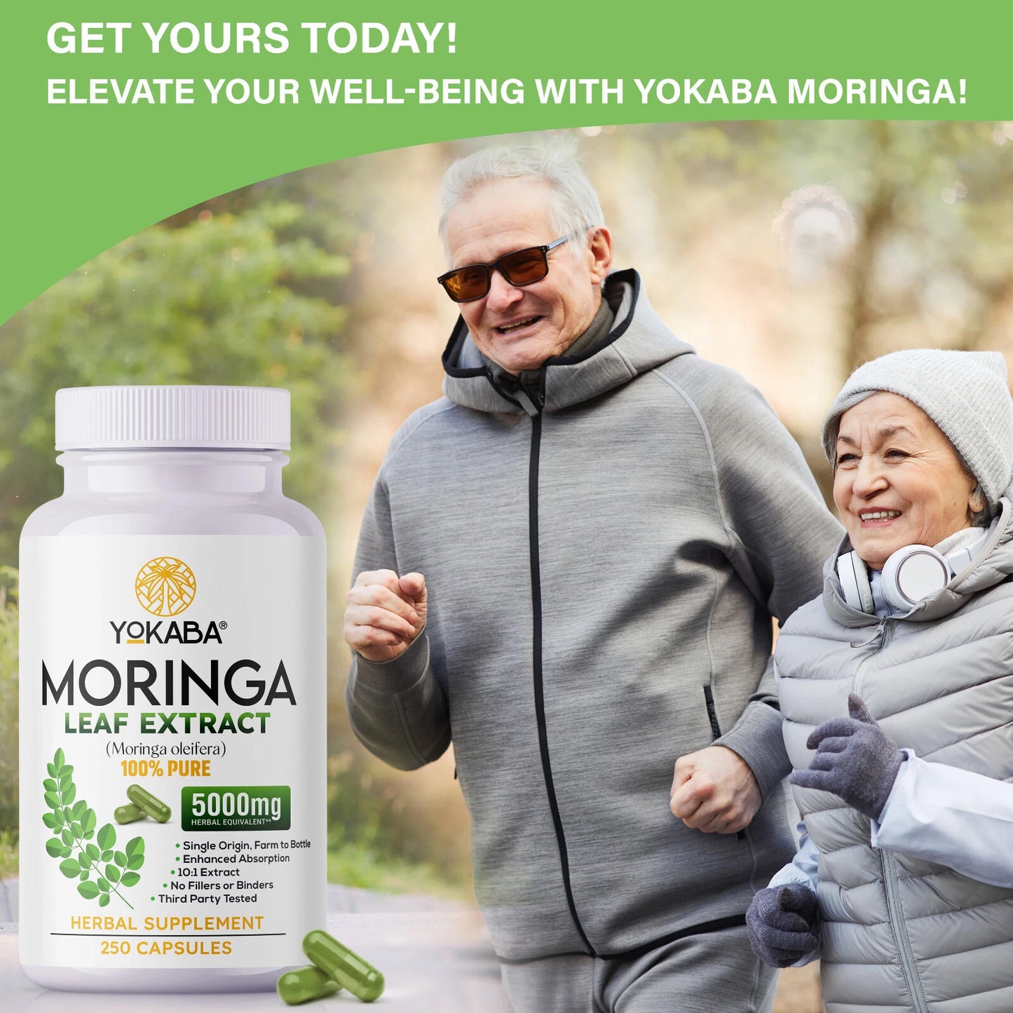 250 Capsules Moringa Oleifera Leaf Powder - Organic Herbal Extract